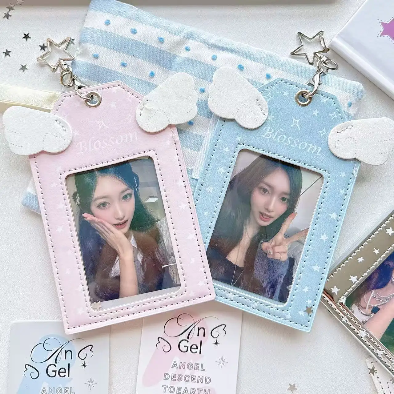 Angel Wings 3 Inch Kpop Photocard Holder PU Idol Photo Polar
