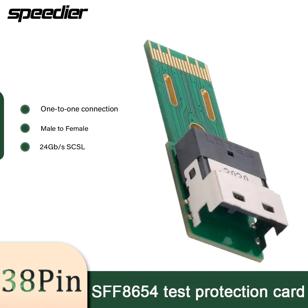 PCI-E Slimline SAS 4.0 SFF-8654 4i 38-Pin to SFF-8654 38-Pin Male to Female Extender Adapter for Test Tools