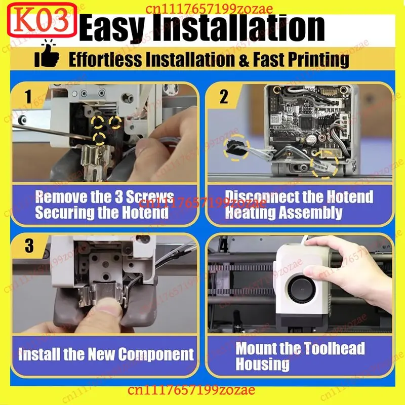 K03 Heating Assembly Kit Right‑Side Hotend Components With Heater Cartridge For Bambu Lab P2S 3D Printer Replacement Parts