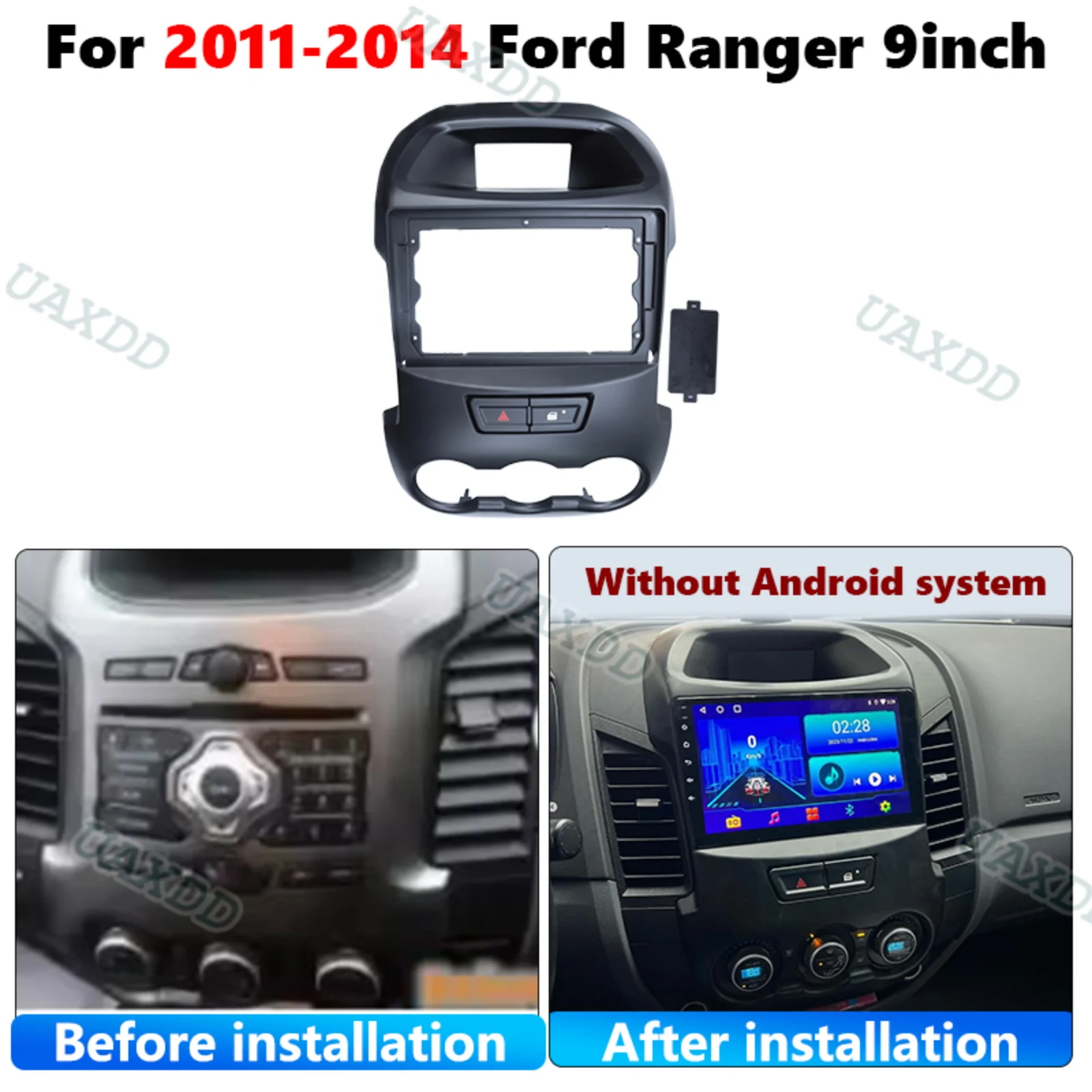 Center CD 9inch 12.3inch Radio Android Frame Fascia Dashboard Kit Panel 2Din Car Multimedia Navigation For 2011-2014 Ford Ranger