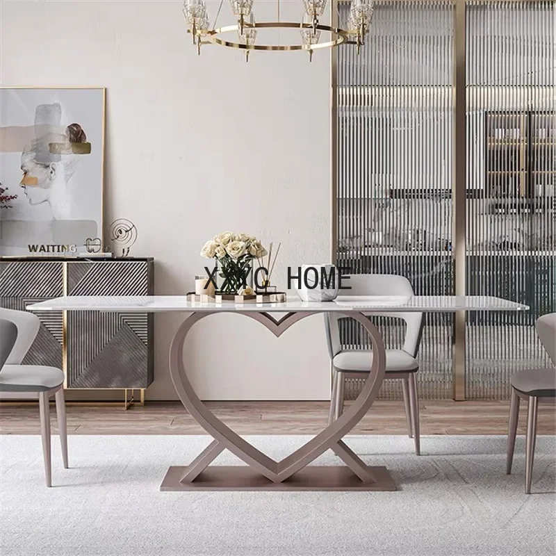 

Dining Table Kitchen Luxury Home Decor Heart Shape Designer Stainless Steel Small Apartment Table Mobili Kitchen Furniture