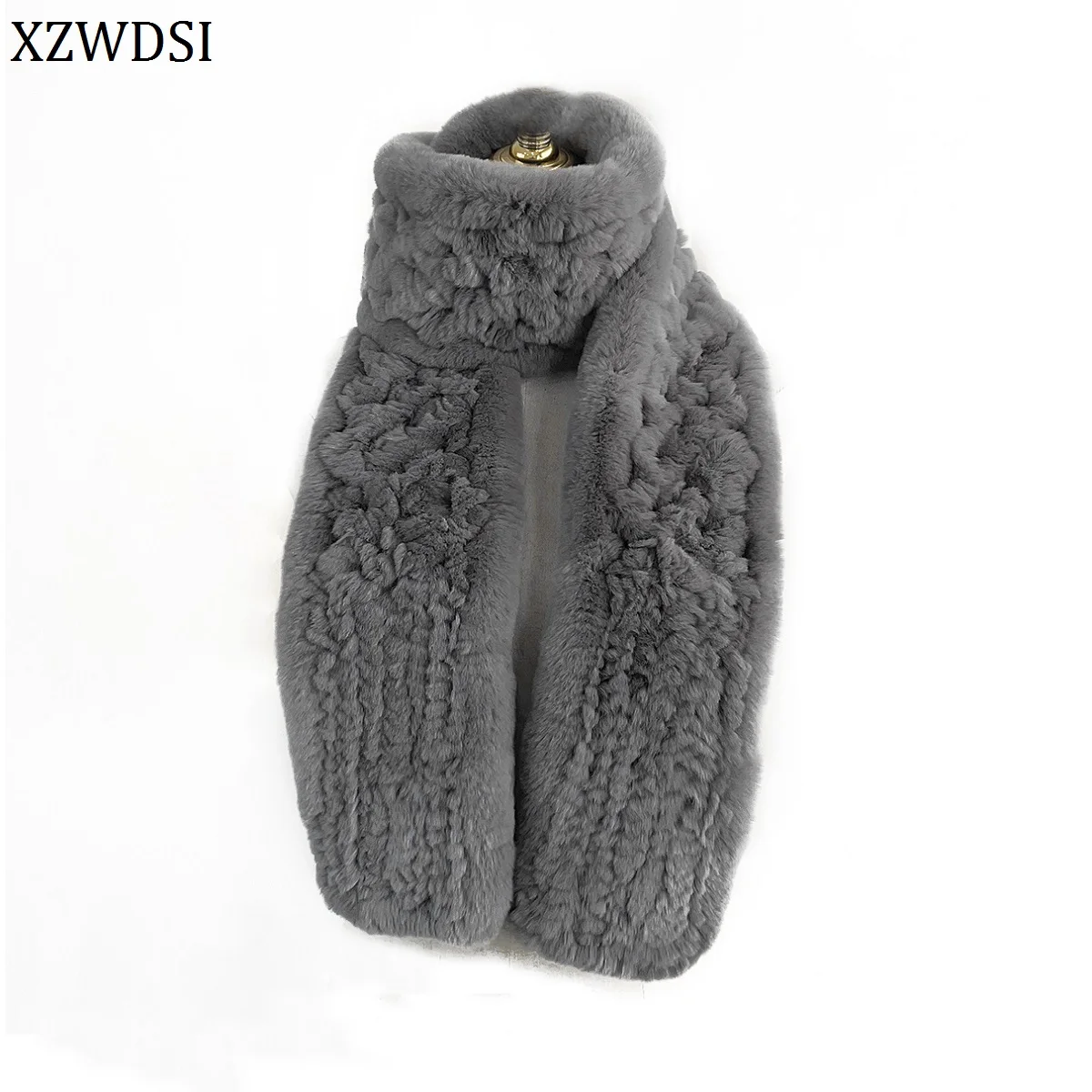 

Новый вязаный женский зимний теплый шарф из натурального меха кролика рекс, шарфы, теплые модные роскошные глушители