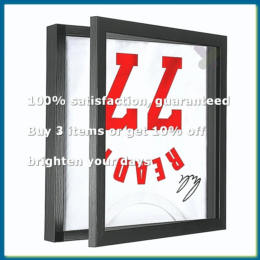 T Shirt Display Frame, 13 inch X 13 inch Black Imitation Wood T Shirt Frame with 98% UV Protection Acrylic, Display Case