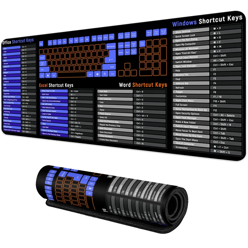 EXCO Shortcut Mouse Pad for Mac OS Large Cheat Sheet Keyboard Mousepad Computer Desk Mat Stitched Edge Non-Slip Base Office Home