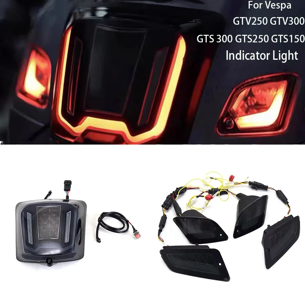 

Motorcycles For Vespa GTS 300 GTS150 GTS250 GTS300 New LED Front and Rear Turn Signal Light GTV250 GTV300 Flashing Light