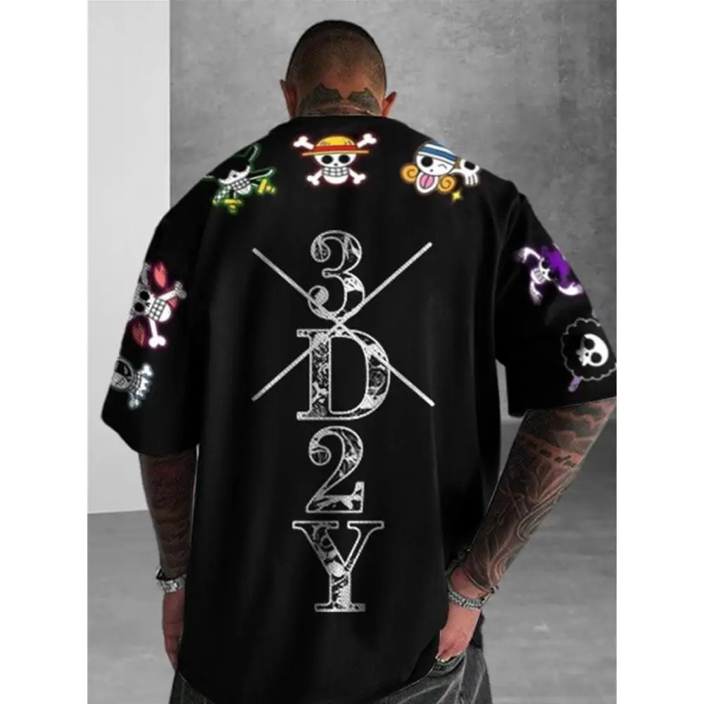 2026 One Piece Zoro Anime Oversized Graphic T-shirt Men Summer Casual Short Sleeve Tee Streetwear Tops Streetwear Y2k Clothes