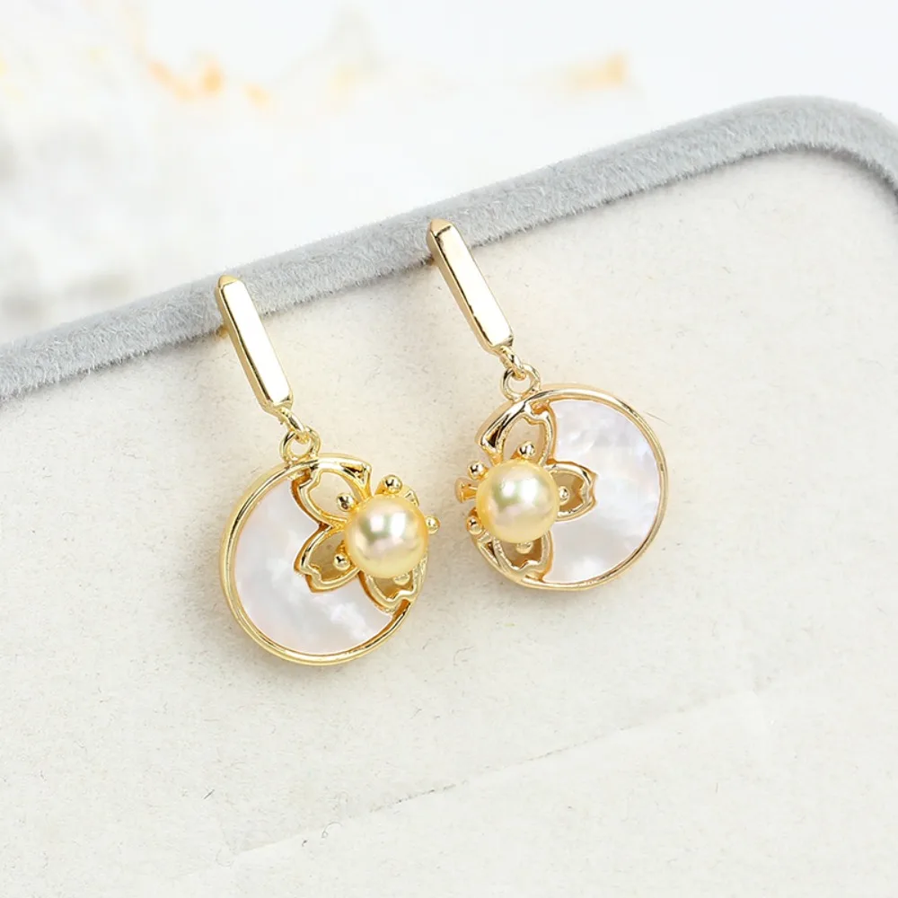 

6PCS S925 Sterling Silver Needle 18K Gold Wrapped Plated Brass Earring Settings Diy Jewelry Pearl Earrings Accessories