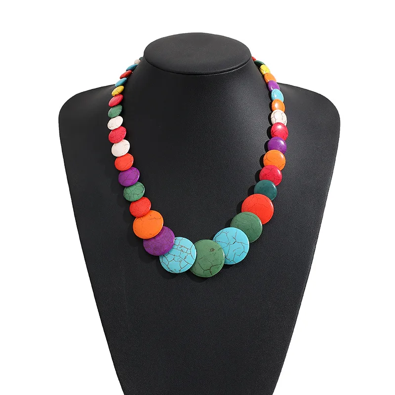 

n Turquoise Beaded Nelace Cross-Border Faion Jewelry Ethnic Sle Vintage Look ex Accory