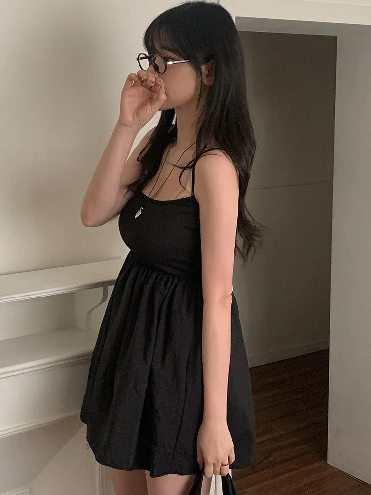 Chic Summer Simple Elegance Splice ature Ballet Sle Versatile Svel Strap Dr Women's Faion Commute High Waist...