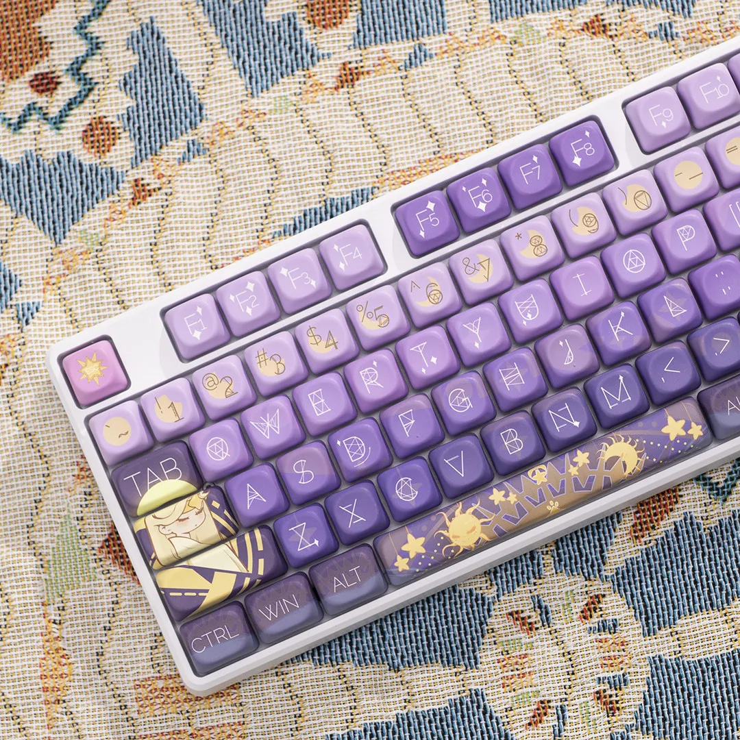 120 Keys Starry Dream Keycap Purple Keycaps cute Key Cap PBT MOA Profile for ANSI Made68 Mad68 Wooting60 HI75 104 F87 K99 108