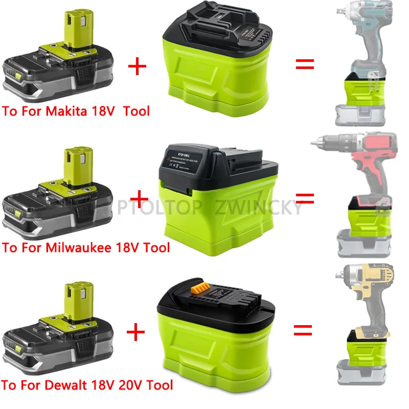 

Battery Adapter Converter For Ryobi 18V Battery Convert to For Makita/Dewalt/Milwaukee 18V 20V Li-ion Battery Power Tools Use