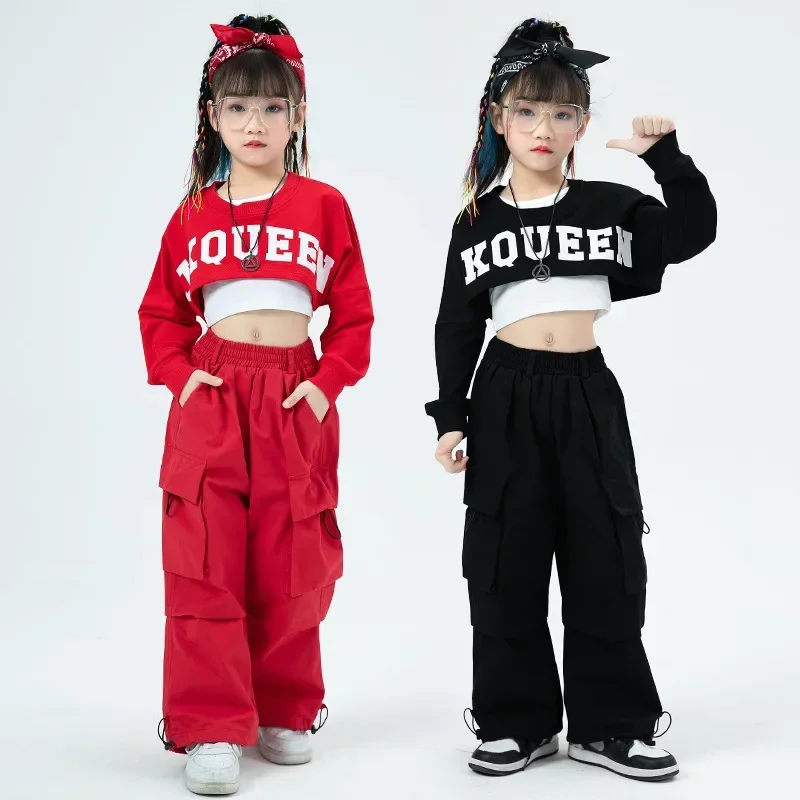 

Girl Pants Kids Clothes Hip Hop Joggers Cool Cargo Clothes Teenage Straight Trousers High Waist Vintage Casual Streetwear Baggy