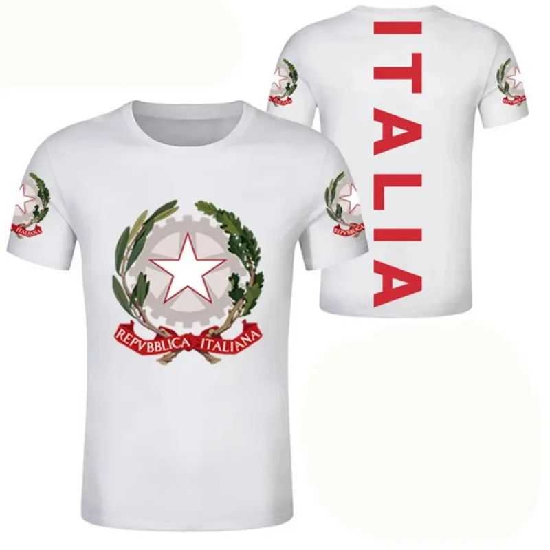 Italy Flag Coat Of Arms 3D Leaning Tower of Pisa Printed Men's T-shirts Fashion Short Sleeve Tee Top Summer Oversized Tracksuit