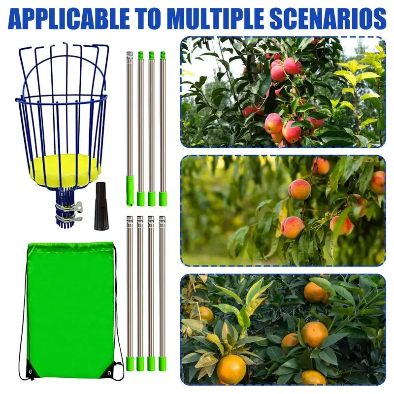 Fruit Picker Fruit Picking Tool with Basket Fruits Picker For Picking Citrus Pear Telescopic Handle Apple Picker Garden tools