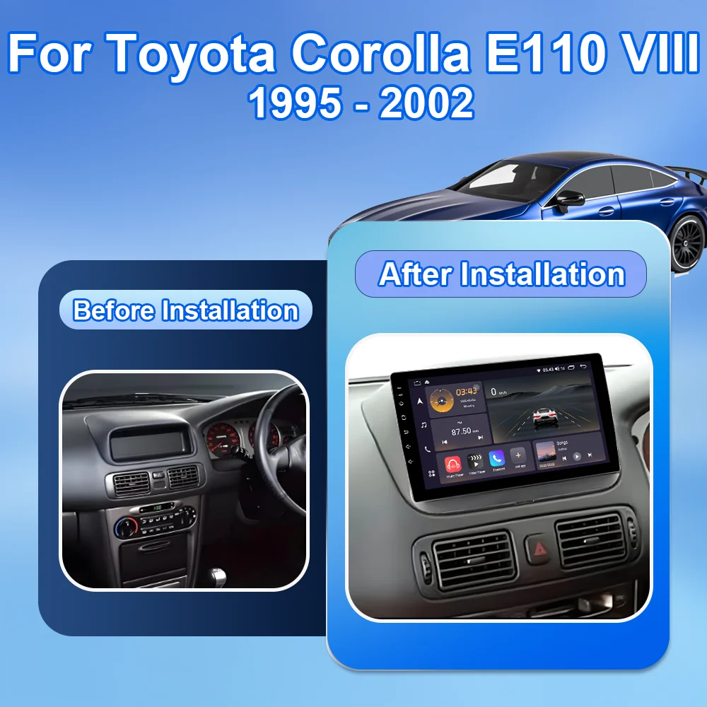 For Toyota Corolla E110 VIII 1995-2002 RHD Car Radio Stereo Multimedia DSP Player GPS Wireles Carplay Android Auto Tooch Screen