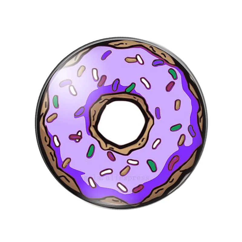 Cartoon Delicious donuts 10pcs 10mm/12mm/14mm/16mm/18mm/20mm/25mm Round photo glass cabochon demo flat back Making findings