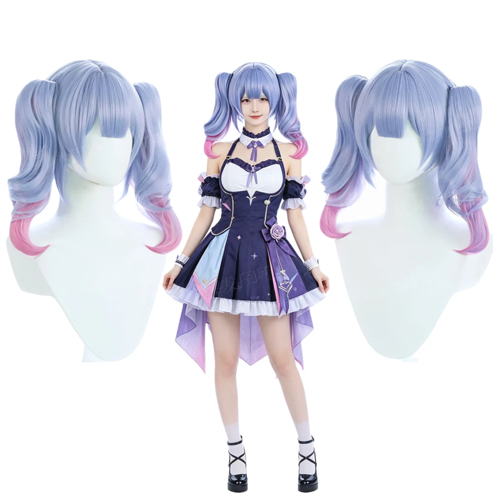 初音ミク-ラビットホール-コスプレウィッグ-ブルー-取り外し可能-パープル-グラデーション-ピンク-ツインテール-クリップオン-高温ファイバー-アニメウィッグ