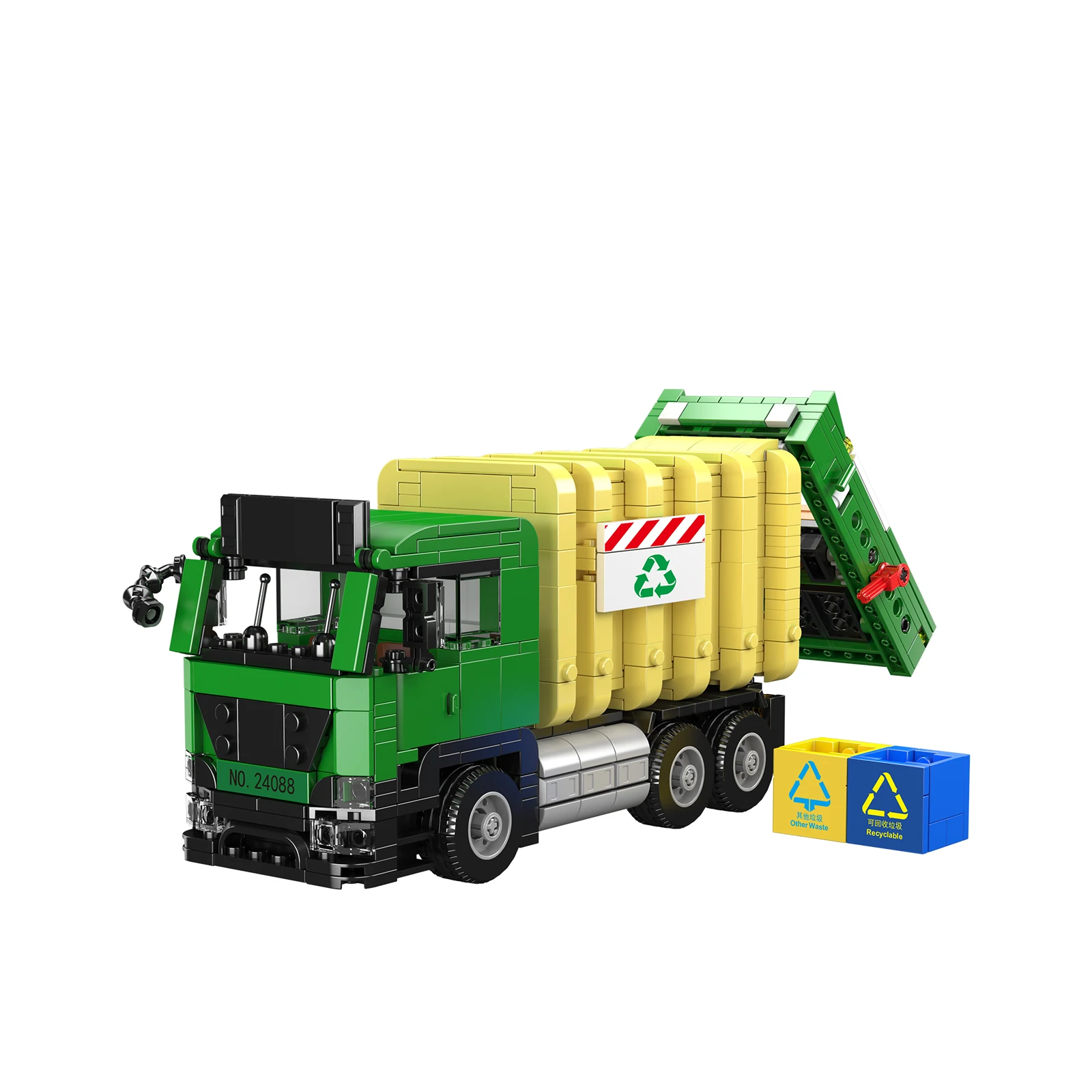 Mould King 646PCS Ecofriendly Garbage Truck Model Kit Building Blocks Small Particle Assembled Toy Vehicle Kid Gift 24088