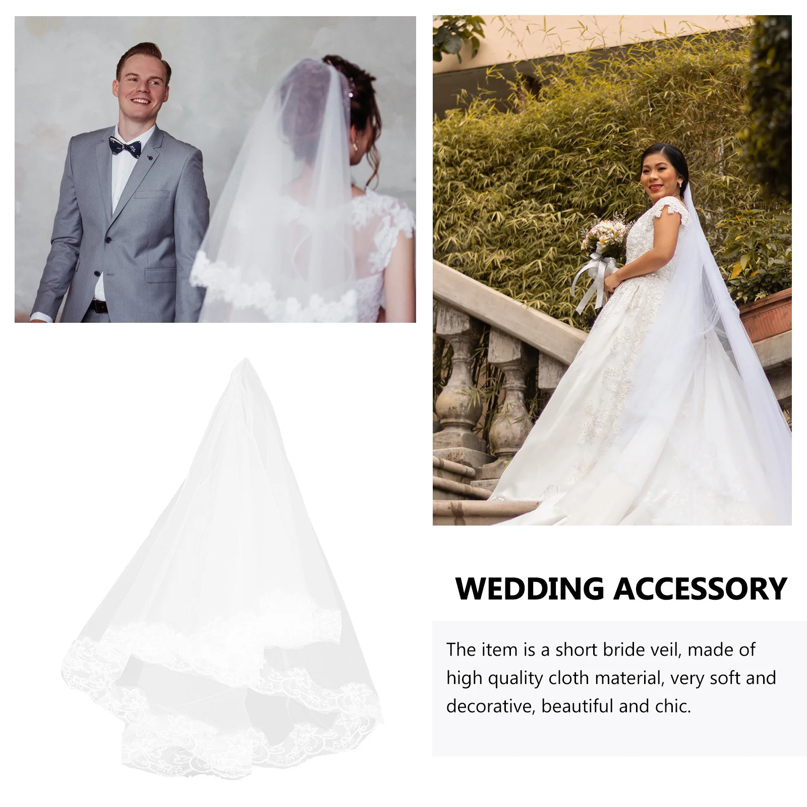 جميلة غطاء الرأس الزفاف الدانتيل طرحة الزفاف شيك العروس التبعي ديكور الزفاف الحجاب العروس إكسسوارات الشعر اكسسوارات الزفاف