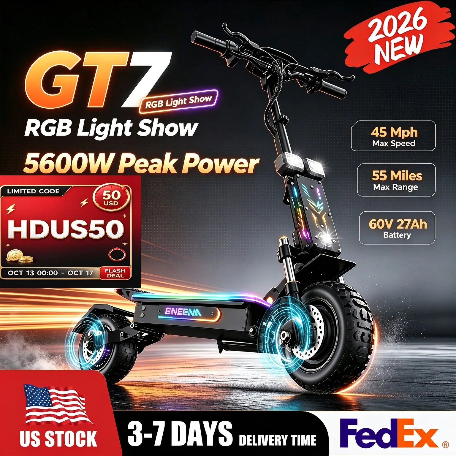 60V 5600W Dual Motor Electric Scooter - ONECNA GT7 Elektroroller für Erwachsene –
