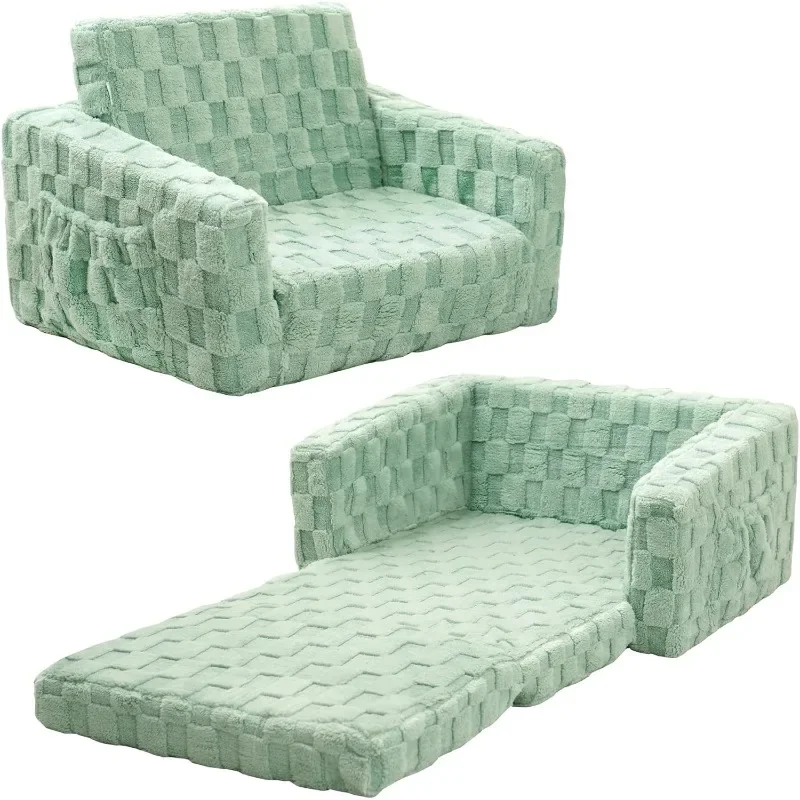 

Kids Sofa, Toddler Chair, 2-in-1 Flannel Kids Fold Out Couch, Toddler Convertible Sofa to Lounger, Flip Open Toddler