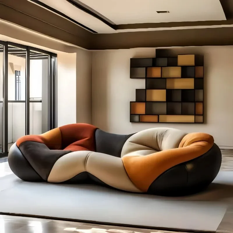 Luxury 2-seat villa-style living room sofa cover expandable hotel color fabric