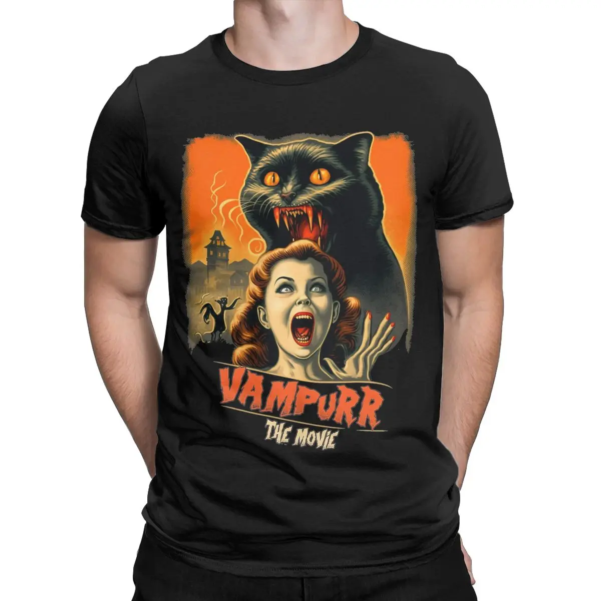 Vampurr The Movie Cat Men T Shirt Leisure Tee Shirt Short Sleeve O Neck T-Shirts 100% Cotton 6XL Tops