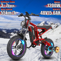 Hidoes B6 Electric Bike 1200W Powerful Motor 48V15.6AH Lithium Battery Motorcycle E-bike 20*4 Fat Tire Mountain Electric Bicycle