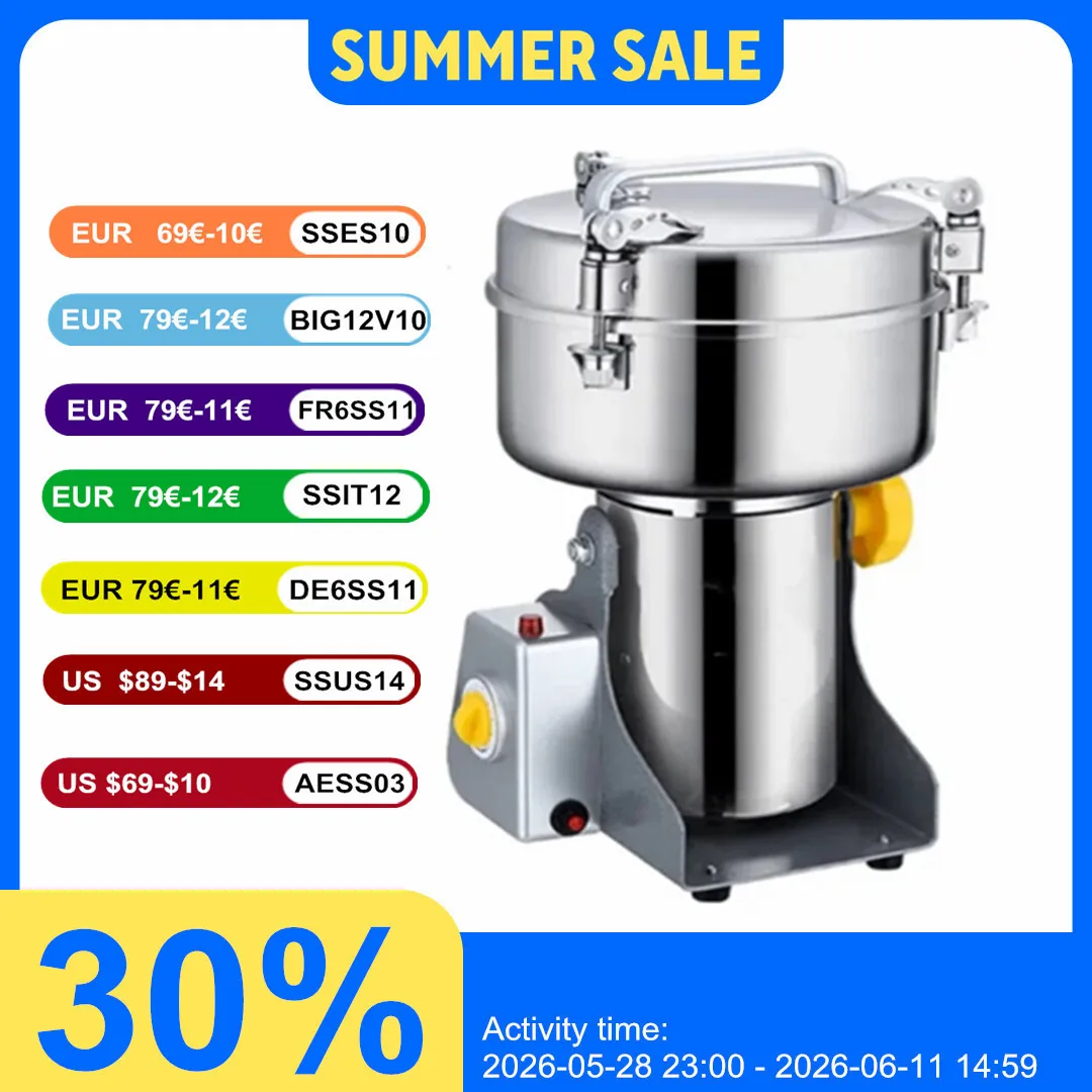 2500G Grains Spices Hebals Cereals Coffee Dry Food Grinder Mill Grinding Machine Gristmill Home Medicine Flour Crusher