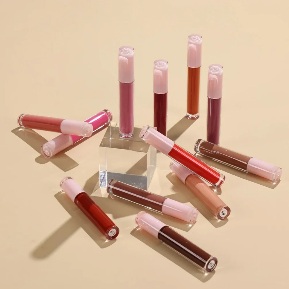 Private Label Wave Tube Lipgloss Custom Logo Matte Moisturizing Waterproof Non Stick Liquid Lipstick Pink Lid Makeup Wholesale