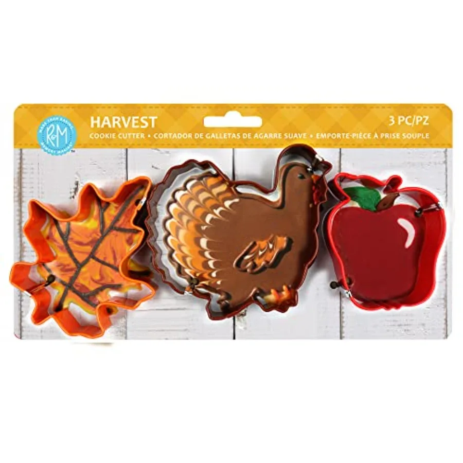 

Harvest Thanksgiving Ce Cutter 3 Piece Gt Set. Iludes Fall Leaf Thanksgiving Turkey Apple. Orange Brown Red Polyresin Coated