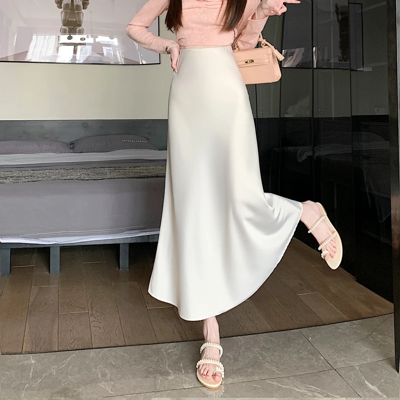 

Весна-лето, женские простые длинные юбки, эластичная тонкая юбка-русалка с высокой талией, женская новая элегантная роскошная однотонная офисная юбка