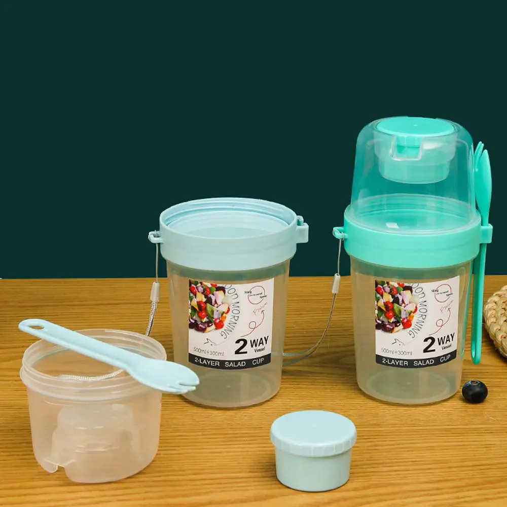 Portable Salad Cup Oatmeal Cup Seal Container Set Yogurt Nut Fat-Reduced Vegetable Fruit Cup With Lid Spoon Cup Lunch Box - Image 5