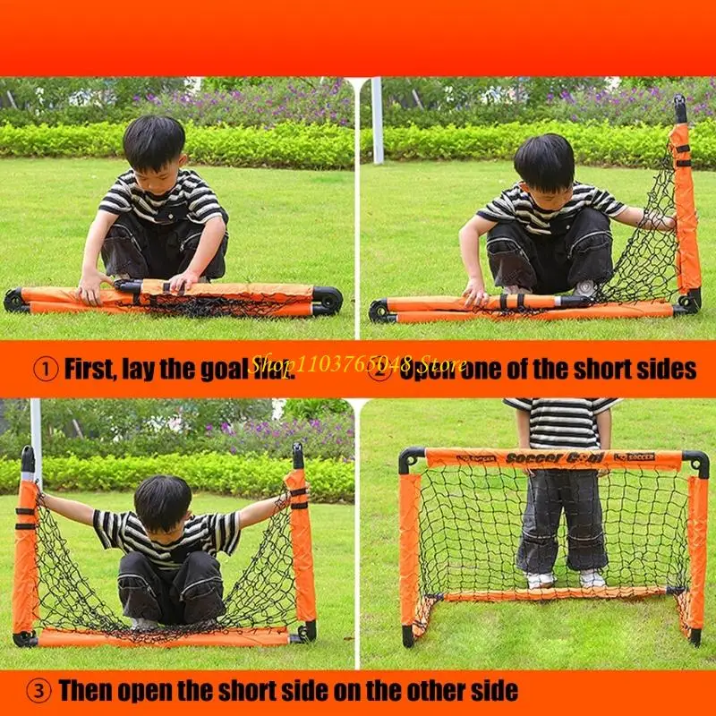 R53E Tujuan Lipat Tujuan Sepak Bola Portabel Mudah Memasang Kids Soccer Net untuk Latihan dan Pelatihan Dalam Ruangan atau Luar