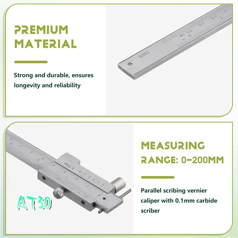 

0-200Mm Marking Vernier Caliper With Carbide Scriber Parallel Marking Gauging Ruler Measuring Instrument Tool-AT30