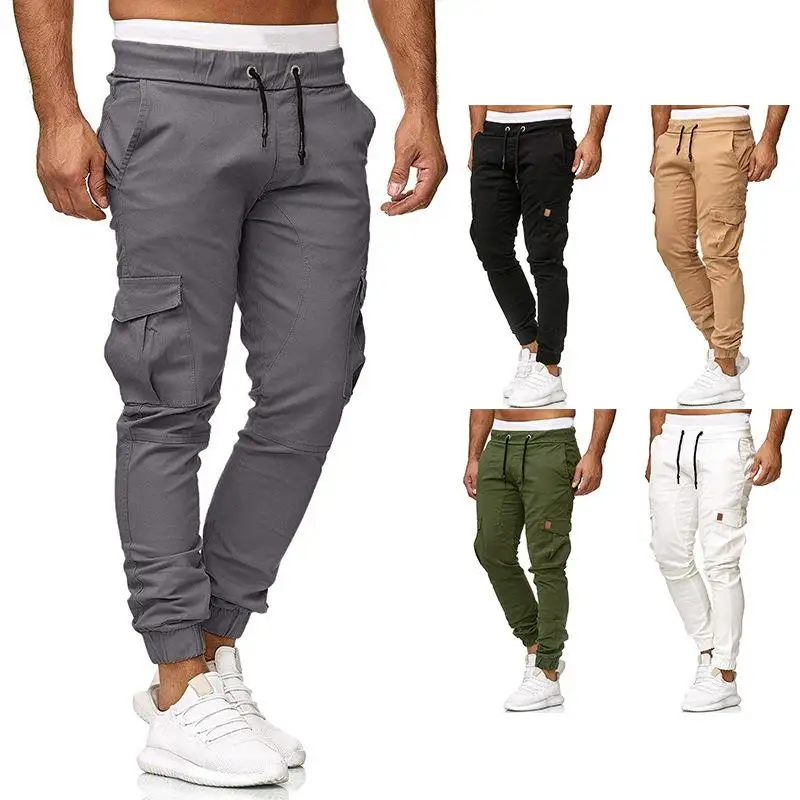 

Men's Spliced Leather Work Pants Ankle Tied Straight Leg Casual Trousers Retro Sle Polyester Cotton Blend Spring Season