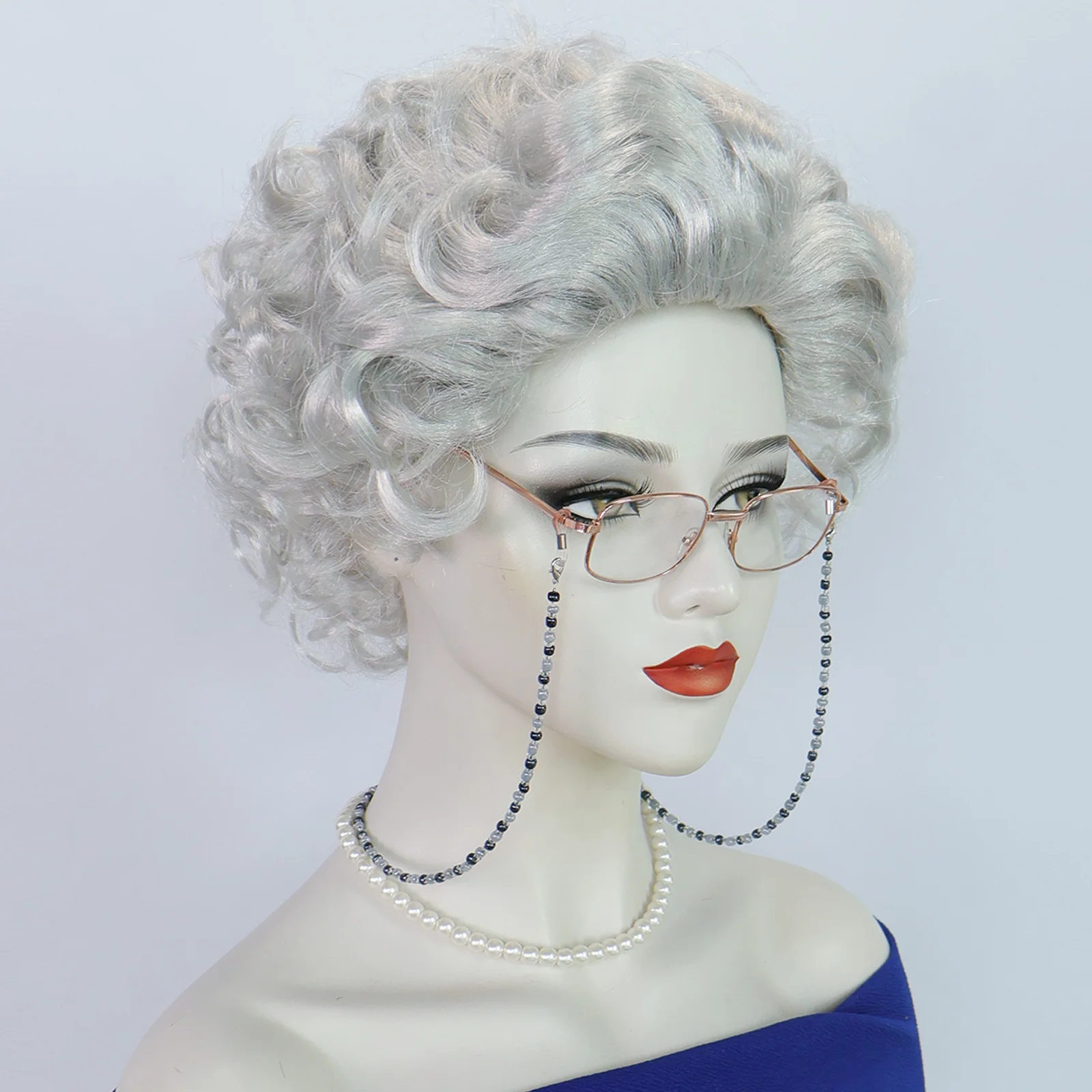 Синтетический серебристо-серый синтетический вьющийся парик для косплея королевы, косплей бабушки, выступление на сцене, для женщин, чтобы наряжать парику