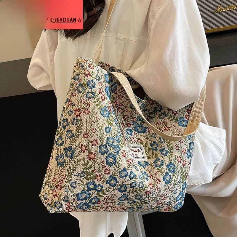 

Большая холщовая большая сумка Capaci с цветочным принтом, сумка на одно плечо, креативный дизайн, лето 2029, молодежная повседневная сумка Sleumia