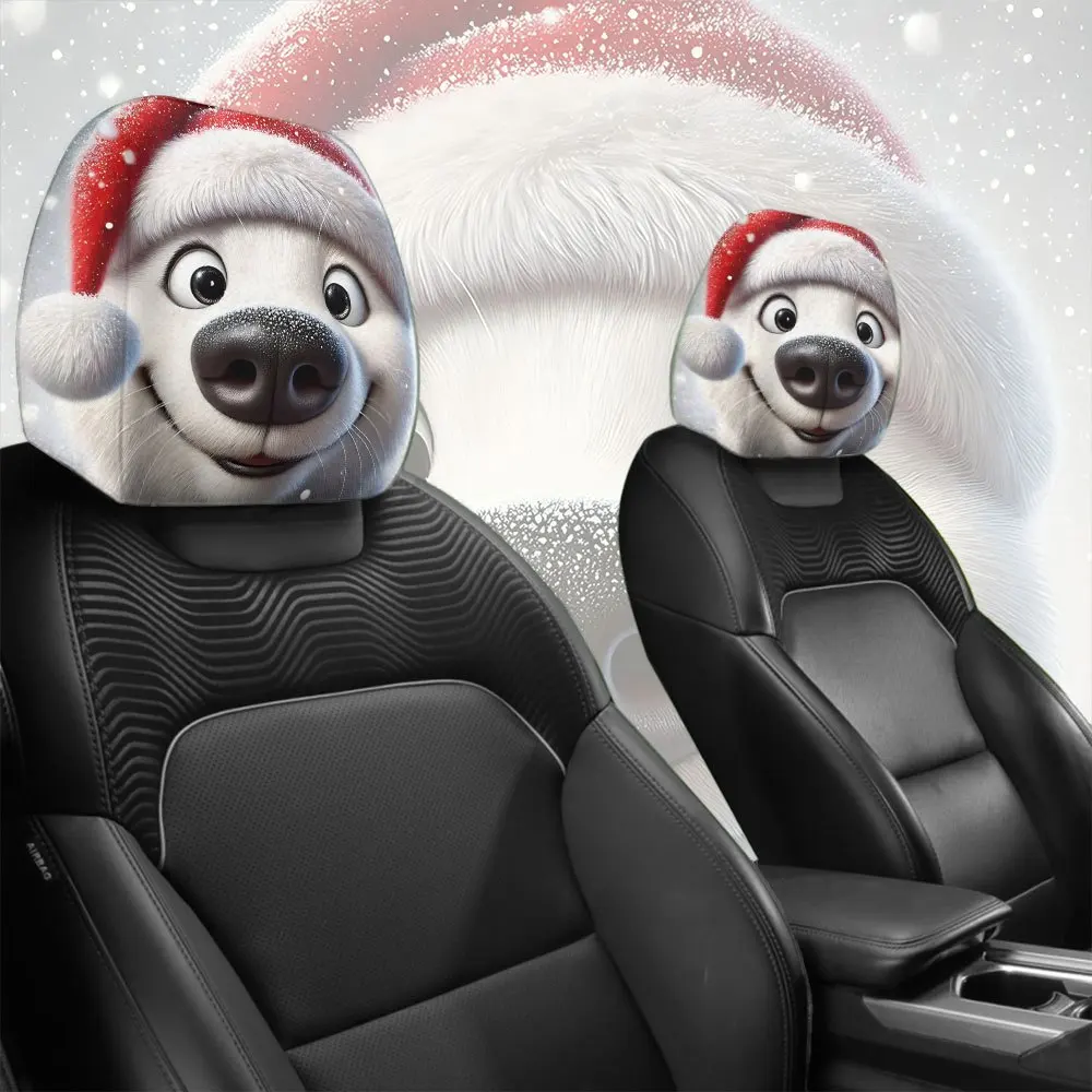 2pcs Christmas hats, cute puppy car headrest covers, snowy Christmas Christmas hat outfit, winter limited edition accessories