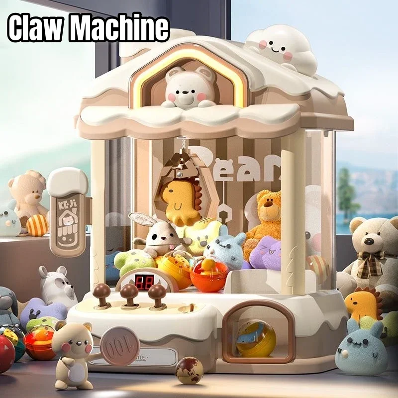 Mini Claw Plush Machine Toys for Kids Coin Operated Play Game Vending Arcade Crane Doll Machines Music Children Birthday Gifts