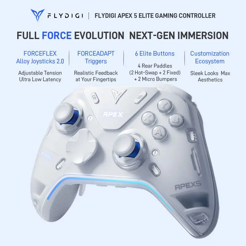 Flydigi APEX 5 Global Version 2 Wireless Game Controller, 3ms Low Latency, Full‑Color Interactive Screen, For PC/NS/TV/Mobile