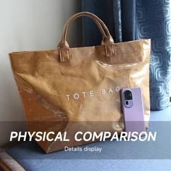 New Large Capacity Letter Print Top Handle Bag Fashion PVC Dupont Paper Hot Sale Waterproof Handbag Classic Solid Tote Bags