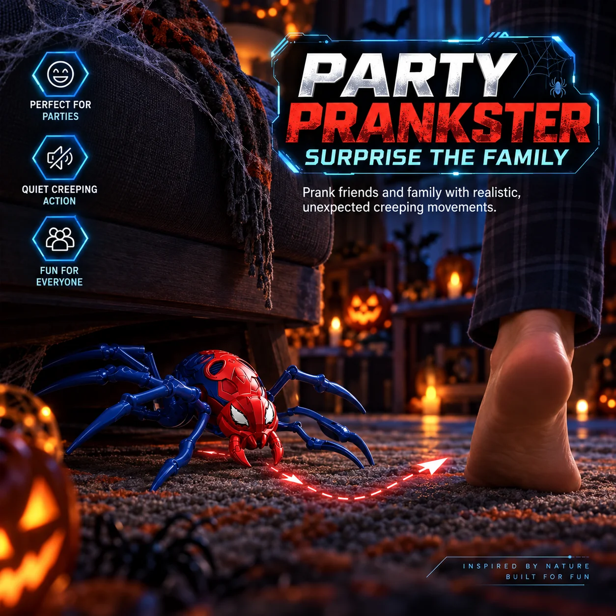 Electric Bionic Crawling Spider Toy, Tumbling Rolling Prank Toy for Kids, Halloween Christmas Party Gift