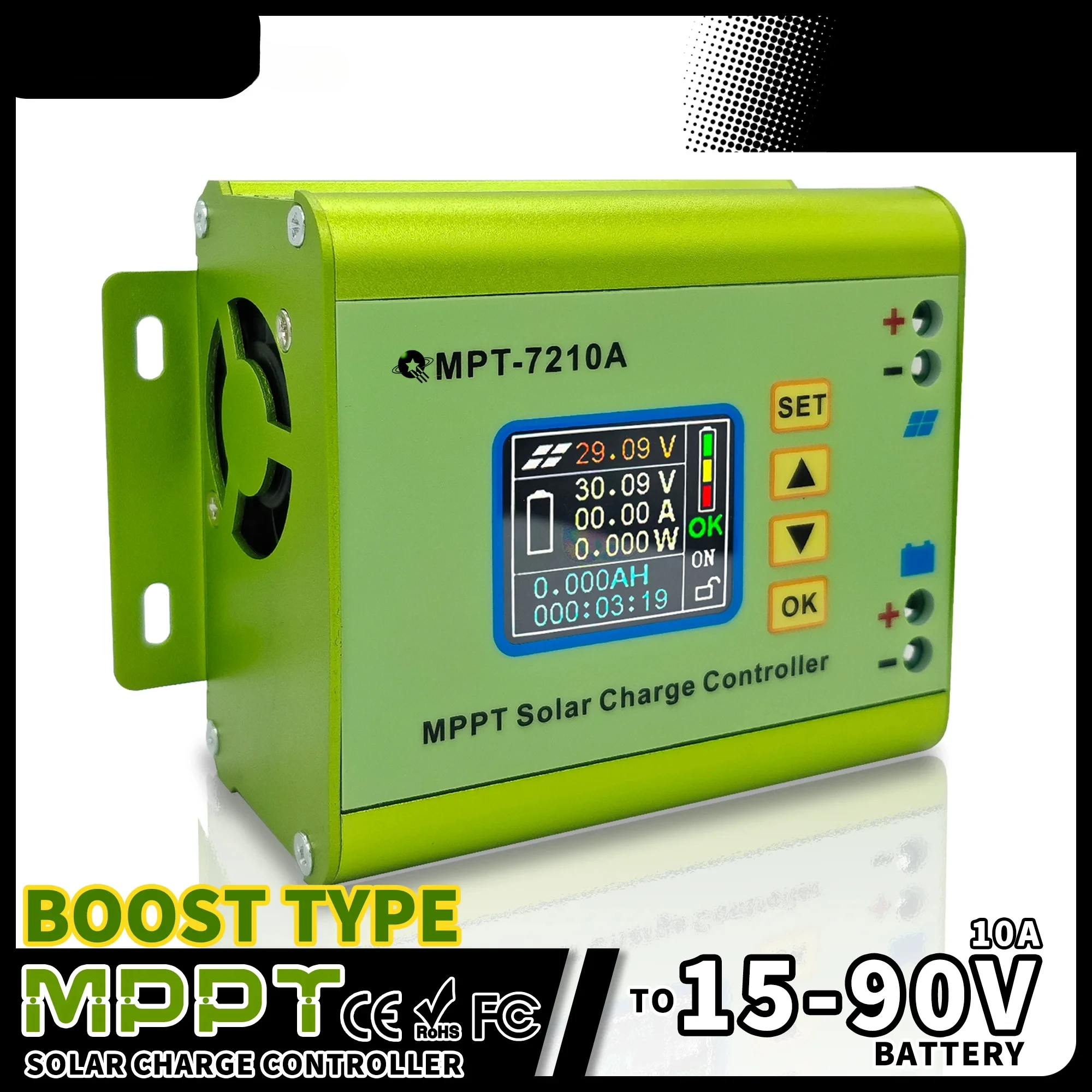 

MPT-7210A 24V/36V/48V/60V/72V MPPT Solar Battery Charger Panel Digital Charge Controller 10A Boost Voltage Module 600W