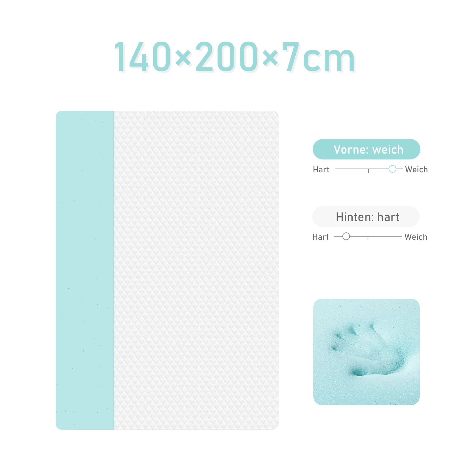 Matratzen Topper 140x200 cm 7 cm Memoryschaum H2 H3 abnehmbarer Bezug