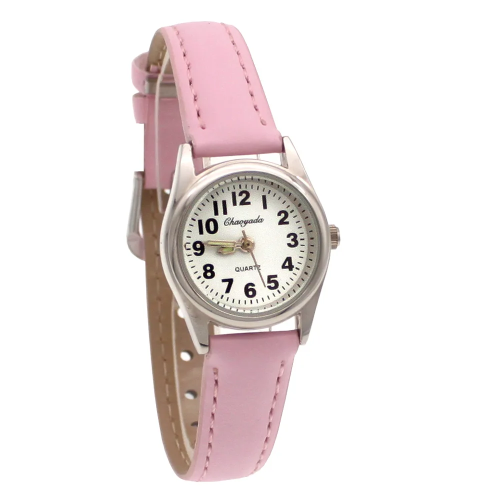 Fashion Leather Quartz Watch for Students Boys Girls Stylish Wristwatch for Kids