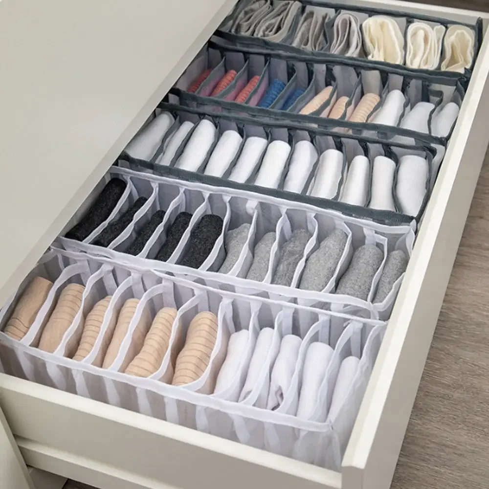 

Closet Organizer for Socks, Underwear, Bras in 7 Grids - Foldable Drawer Storage Box