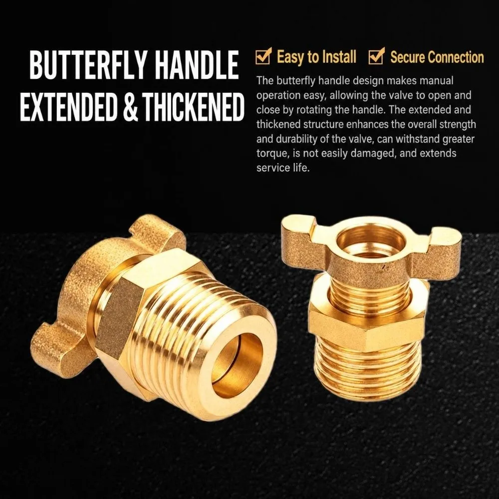 New Brass Air Compressor Drain Valve Hand-Turn Male Thread Air Compressor Drain Bleeder Valve