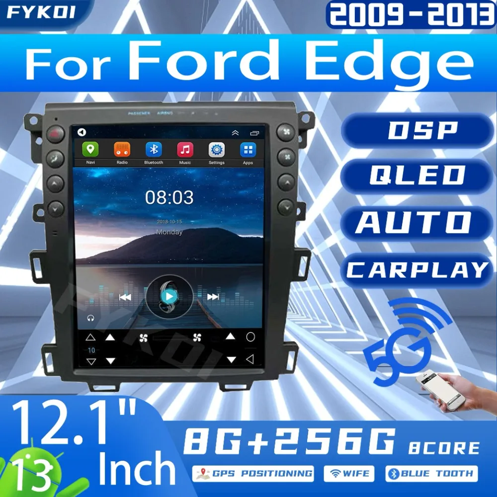 FYKOI Car Radio For Ford Edge 2009-2013 Automotive Multimedia Carplay Android Auto Bluetooth 4G DSP GPS Navigation Stereo WIFI