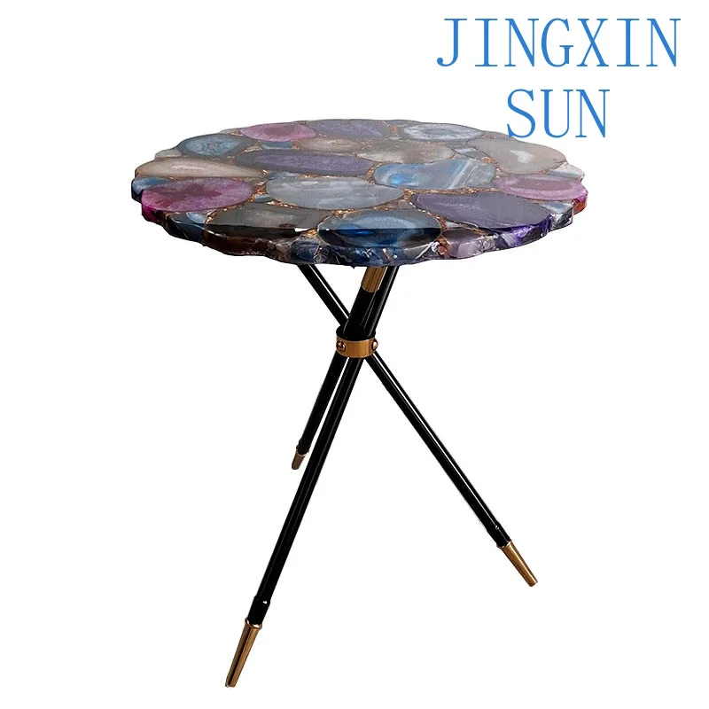 Stainless steel living room household jade light luxury high-end side table